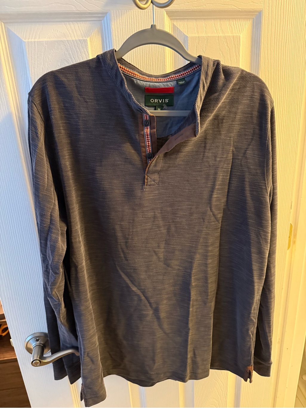Orvis Men's Charcoal Navy Henley Long-Sleeve Shirt